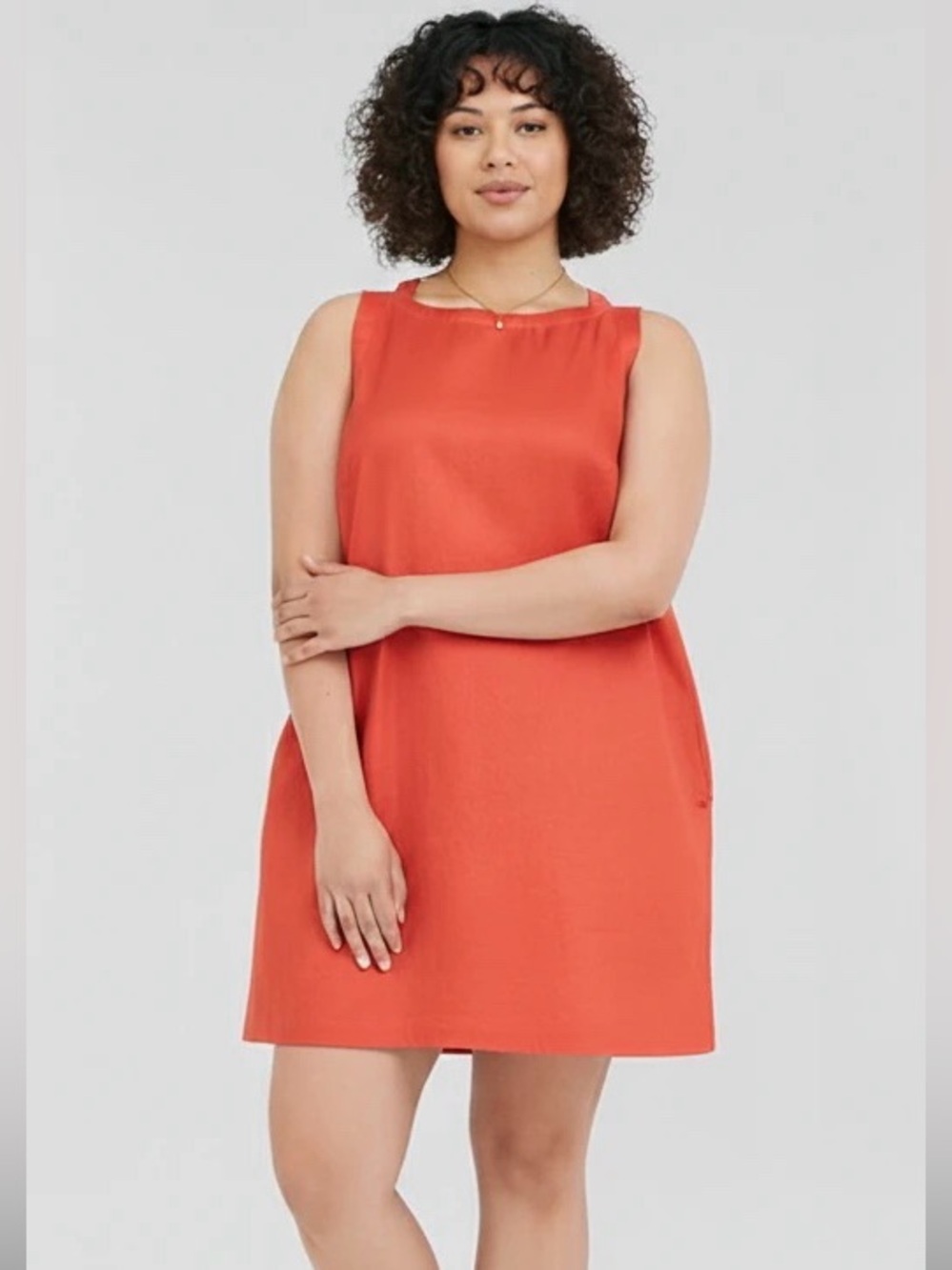 Rust Orange Sleeveless Shift Dress